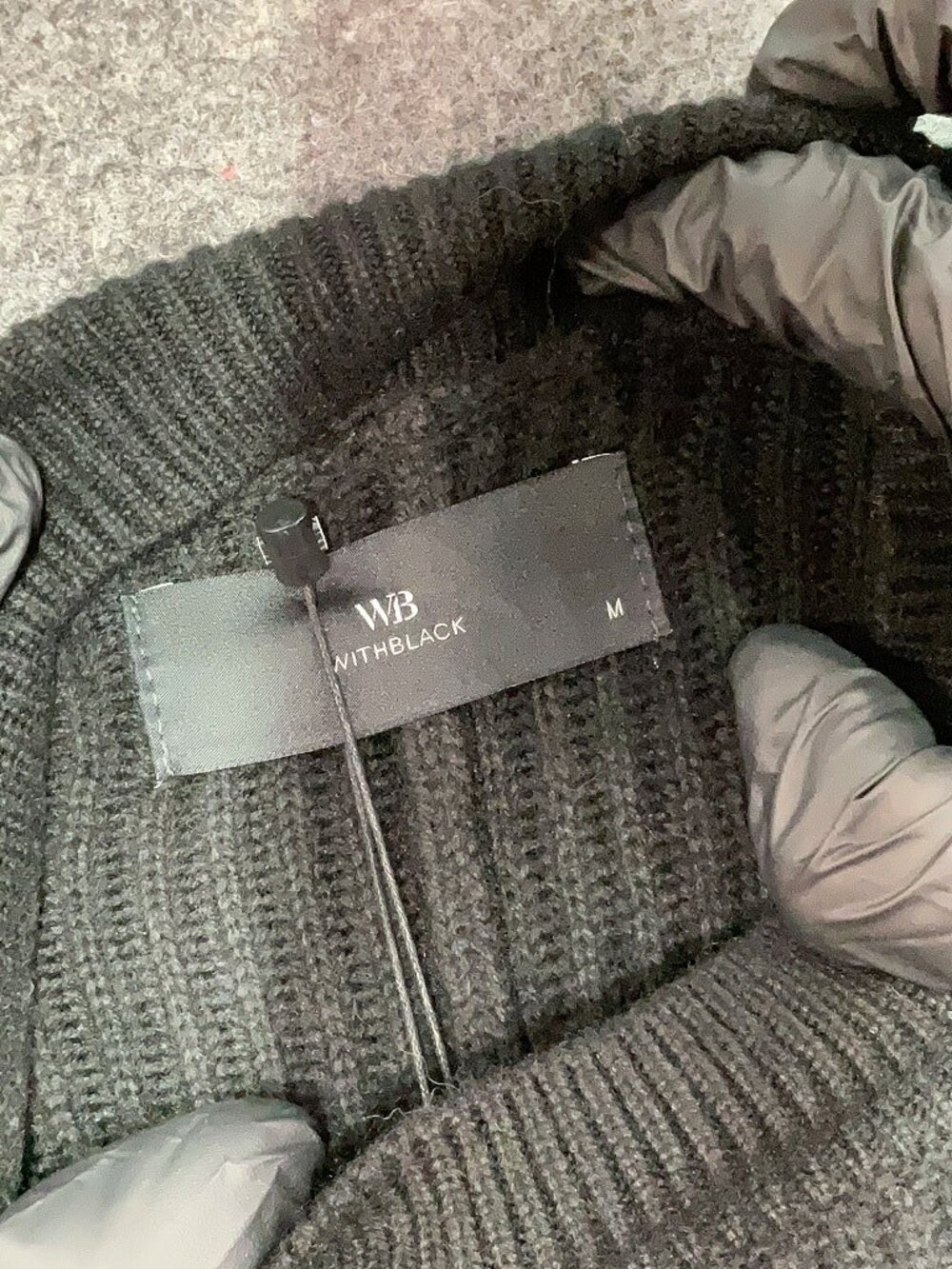WithBlack Simona Rib Knit Cashmere Blend Poncho NWT Size M Black High Neck - Picture 9 of 9